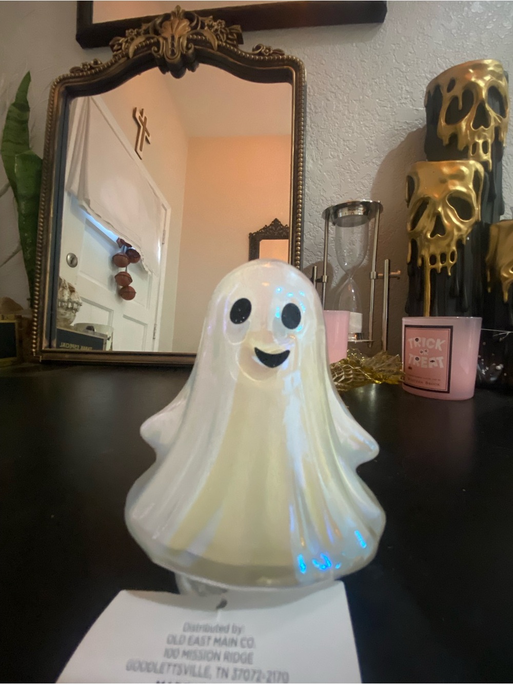 Iridescent Ceramic Ghost Figurine - White